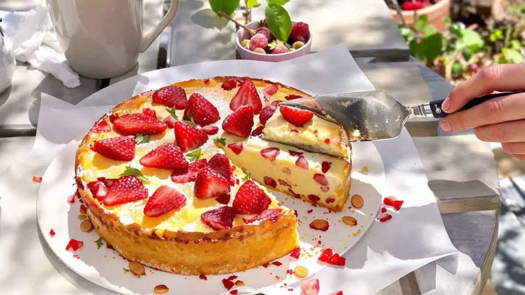Gâteau aux fraises et à la ricotta — Recette italienne facile — Un déjeuner italien