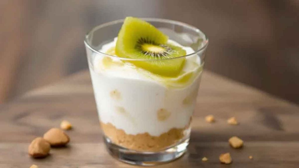 La première bouchée craque avant de fondre  le dessert au kiwi sans cuisson qui séduit les gourmands